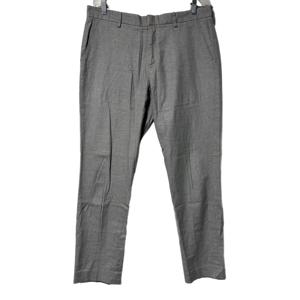 J. Crew Bowery Gray Slim Fit Dress Chino Flat Front Cotton Pants 34x32